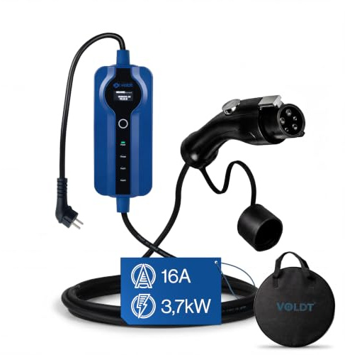 Voldt Câble de Recharge Type 1 – Schuko + APP | réglable 8 A – 16 A | 3,7 KW | 5m