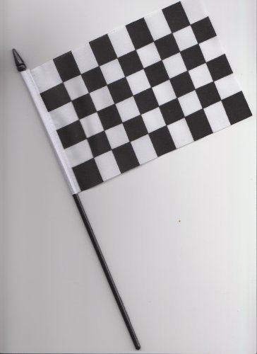 Black and White Checkered Hand Flag 25cm