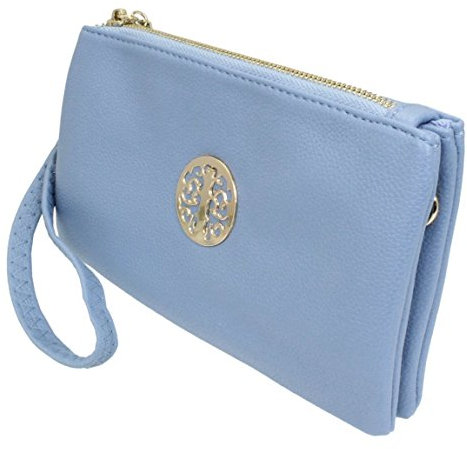 Long & Son Women's Small Clutch, Wristlet, Shoulder,Cross-Body Bags 3141 (Baby Blue)
