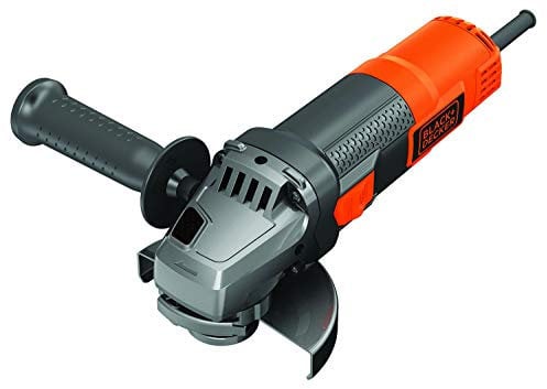 BLACK+DECKER Mini amoladora 800W 125mm, Motor Potente y Ligero, Cabezal de Aluminio, Arranque Suave, Mango Lateral 3 Posiciones, Cambio de Protector sin Llave, BEG120