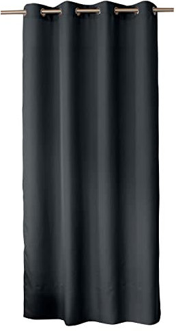 ED ENJOY HOME Rideau Décoratif à Œillets argentés, 140x240 cm, Gris Foncé, 100% Polyester, Satiné, Collection Basic