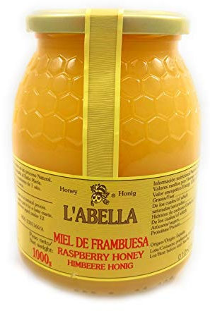 Himbeerblütenhonig aus Spanien - beste Qualität - reines Naturprodukt - kaltgeschleudert - sehr zartes und fruchtiges Aroma der Himbeerfrucht- im Glas, Größe:1000 ml, Geschmack:Himbeere
