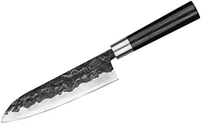 SAMURA Blacksmith Couteau de cuisine professionnel japonais Santoku Micarta 182 mm Dureté : 60 HRC.…