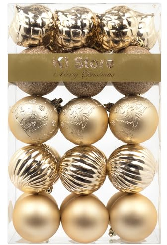 Busybee weihnachtskugeln 30 Stücke 6CM Ornamente für Weihnachtsbaum Champagner Christbaumkugeln Weihnachtsdekoration Kugeln Plastik Kunststoff