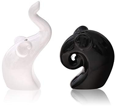 Lustige Salz- und Pfefferstreuer aus Porzellan - Freche Salzstreuer Gewürzspender - Einweihungsgeschenk Hochzeitsgeschenk Geburtstagsgeschenk für Pärchen Paare (Elefanten)