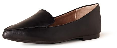 Amazon Essentials Women's Loafer Flat, Black Faux Leather, 11 UK Wide