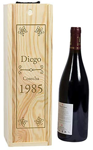 Regalo de jubilación personalizado: Caja de madera para botellas de vino grabada con nombre, felicitación y año