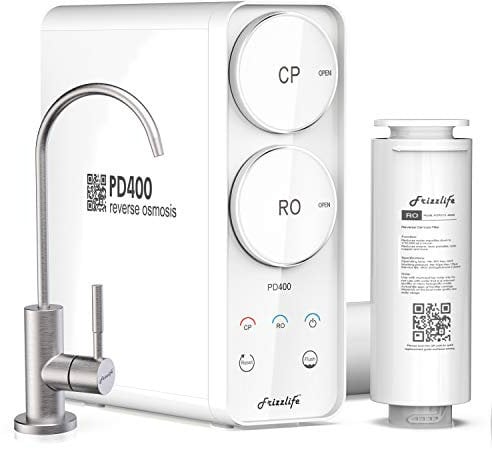 Frizzlife Sistema di osmosi inversa - filtrazione dell'acqua potabile senza serbatoio, Quick Twist Under Sink RO Filtro - 1,5: 1 puro:drenare - Ridurre TDS, Compact Footprint