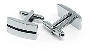 Anthony Harrison Men's Cufflinks Silver Black Cufflinks Premium Stainless Steel Jewelry Elegant and Classy Set Ideal for Wedding, Party, Ceremony