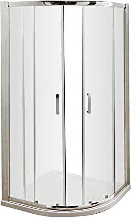 nuie AQU10H3 Pacific Modern Bathroom Easyfit Quadrant Shower Enclosure with Sliding Doors, 6mm Toughened Safety Glass and Round D-Handle, 1000mm, Polished Chrome, 1000 x 1000mm