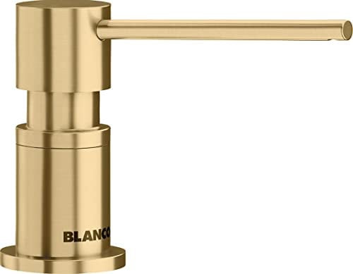 BLANCO LATO Spülmittelspender in satin gold | Passend zu allen BLANCO-Küchenarmaturen | Bequem von oben zu befüllen | Spüli | Seifenspender | 35 mm Lochbohrung erforderlich | Flascheninhalt 300 ml