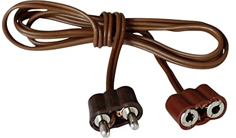 BELI-BECO 503 Verlängerungskabel 100cm - Doppelstecker und Buchse mit 8mm Stiftabstand und Stift-Ø: 2,6mm (Braun)