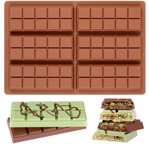 Fimary Moldes de chocolate, moldes rectangulares para barra de chocolate, moldes de silicona para hornear, moldes para derretir cera, paquete de 1