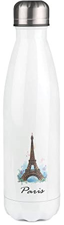 Bouteille Isotherme blanche au motif Tour eiffel