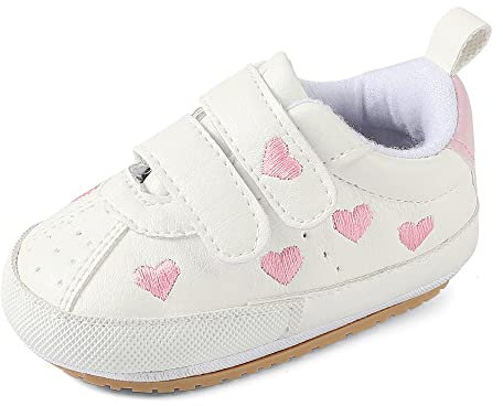 MK MATT KEELY Chaussures Premiers Pas Bébé Fille Garçon Baskets Bebe Cuir Souple avec Semelle Antidérapante 6-12 Mois,Rose