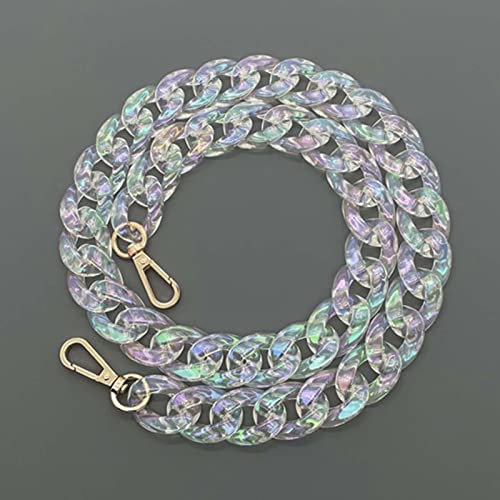 KMERCE Chaînes Sac à Main Femmes en Acrylique Brillant, Anse pour Sac à Main, Laniere Chaîne de Rechange pour Sac à bandoulière, Chaîne téléphone Portable, Largeur de 2cm, Longueur de 85cm White