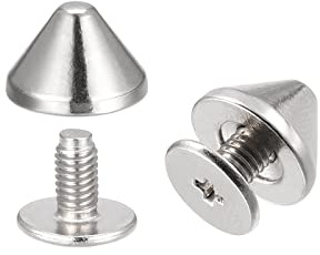 sourcing map 9x6mm Schraube Nieten Rückseite, 50 Sätze solide Leder Nieten für DIY Silberton