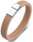 Dsnyu Armband Paare, Aprikose Leder Armbänder Jungen mit Magnet Verschluss, 20CM Einfacher Stil Armband Gothic für Geliebten