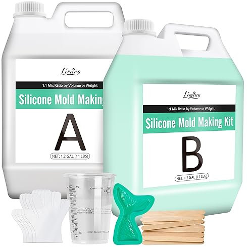 Kit per realizzare stampi in silicone – 9L/10 kg 15A gomma siliconica liquida – rapporto di miscelazione 1:1, stampi a polimerizzazione rapida per resina, fusione, candele, sapone e artigianato fai da