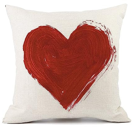 Kissenbezug 40x40 Herz Rot Sofakissen Baumwoll und Leinen Dekokissen Quadrat Kissenbezüge mit Reißverschluss Outdoor Kissen- für Wohnzimmer Auto Schlafzimmer