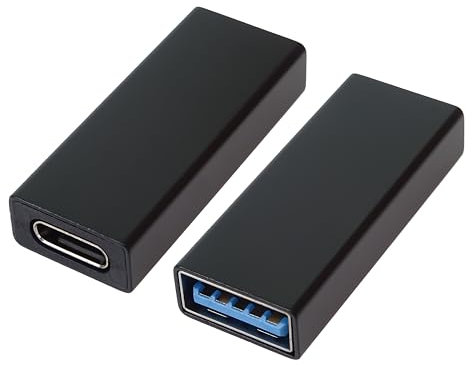 PremiumCord Adaptador USB-C Hembra a USB A Hembra F/F, USB 3.2 Gen 1, SuperSpeed 5 Gbit/s, USB Tipo A Hembra, USB Tipo C Hembra, Color Negro