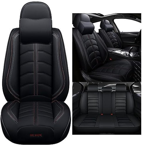 nenyan Autositzbezüge Komplett Set Universal in Premium Design | Schonbezüge für die Vordersitze & Rückbank | Auto Sitzbezüge Airbag Geeignet | Wasserdicht Sitzbezug - Schwarz