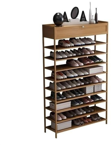 HEXEH Shoe Rack Bamboo Shoe Rack Organizer, 10 Tiers Tall Shoe Rack with Top Storage Box, Vertical Narrow Shoe Storage Shelf for Closets Entryway Hallway Shelf Storage (Size : 90cm)