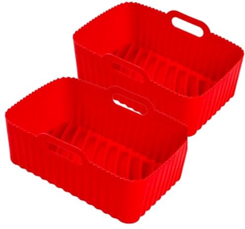 Siliz Ninja Air Fryer Liners for Ninja/Tower Dual Air Fryer | 2 Pack 2X Red Silicone Air Fryer Liner | Reusable Air Fryer Silicone Liner for Ninja Air Fryer Accessories for Cooking