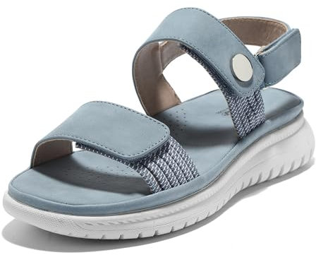 JOMIX Sandali Donna Estivi a Strappo Sandali Bassi Eleganti Comodi Ciabatte con Elastici Regolabile da Casa Spiaggia Mare Scarpe Punta Aperta per Estate SD9295 (Blu, 40)