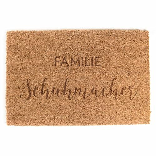 LAUBLUST Fußmatte Personalisiert - Familien Design - 60x40cm, Kokos | Geschenk zur Hochzeit | Umzugs- & Einzugsgeschenk