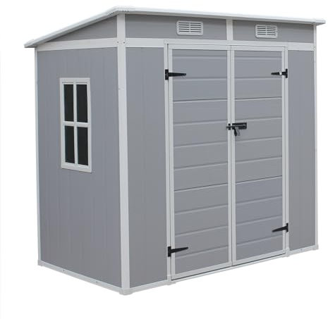 Panana Outdoor Storage Sheds Includes Plastic Floor,Plastic House Tool Shed Box,4ft,5ft,6ft (6x4f Pent roof)