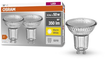 Osram LED-Reflektorlampe PAR16, 4.3W, Warm Weiß, nicht dimmbar, GU10, 2-pack