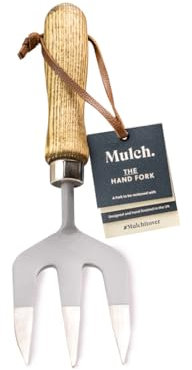 Mulch Carbon Steel Garden Hand Fork Wooden Handle Graphite Grey Finish