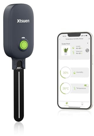 Xtsuen Humidimètre pour Plantes,Appareil de Mesure du Sol,Capteur d'humidité du Sol sans Fil Bluetooth,Humidimètre de Sol 2 en 1,Jardin Gazon Plantes en Pots Soins