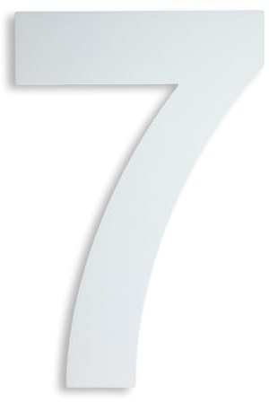 KTC-HOME - Premium House Number White Including Mounting Material - Powder Coated - Arial - Height 20 cm - RAL 9016 - Rustproof & Weatherproof House Number Plate - House Number 7 -