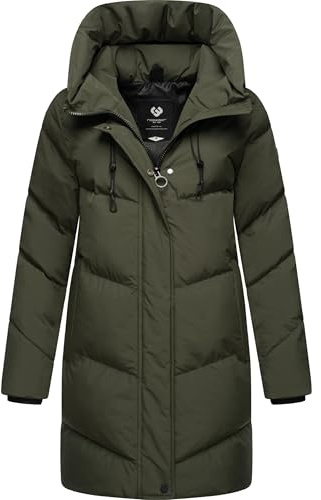 Ragwear Damen Mantel lange warme wasserdichte Winterjacke mit hohem Kragen und Kapuze Avelin YOUMODO XS-3XL