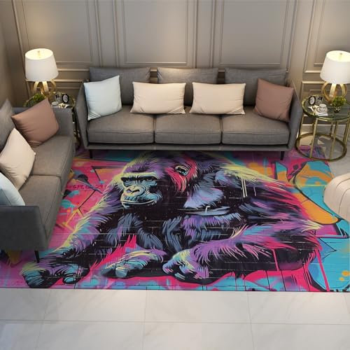 BYLEEHOMED Maschinenwaschbarer Teppich 160x230cm - Street Graffiti Art Area Teppich für Wohnzimmer Schlafzimmer Wilde Tiere Weicher Niederflorteppich für Klassenzimmer