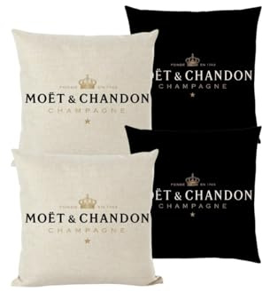 Welikekitchen Set von 4 Moet Kissenbezügen – 2X Schwarz & 2X Beige