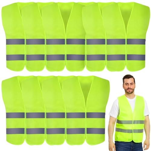 GEERDAN 20 Pezzi Gilet Alta visibilità Uomo Donna, Gilet Catarifrangente di Sicurezza Riflettente ad Alta visibilità, Giallo Giubbotto Catarifrangente per Guidatore, Auto, Addetti alla Pulizia