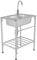 banborba Lavandino in acciaio inox, 60 × 45 × 75 cm, lavello industriale in acciaio inox con rubinetto a 360°, freestanding, 1 vasca, lavello multifunzione per esterni, interni, ristorante