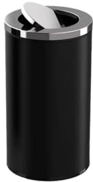 Corbeille à papier Poubelle en acier inoxydable 15L/25L/50L, extincteur de fumée, poubelle de cuisine noire avec couvercle pivotant, corbeille à papier for le bureau à domicile Bacs à ordures de cuisi