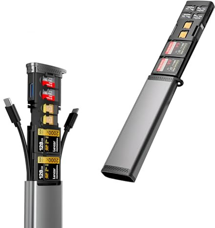 Lector de tarjetas SD compacto con funda para tarjetas SD, Micro SD y SIM | Adaptador de puerto USB C ideal para fotógrafo, videógrafo, creador digital | Compatible con iPhone, PC, Mac, ordenador,