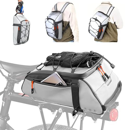 Munaduna 3in1 Fahrradtasche für Gepäckträger - 10L Volumen - Isolierende Gepäckträgertasche mit Rucksackfunktion - Wasserfest & Reflektierend
