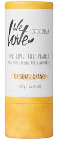 WE LOVE THE PLANET - Natürlicher Deo-Stick Original Orange, 40g – Aluminiumfrei – Anti-Achselgeruch, langanhaltender Schutz – Plastikfrei – Ohne Tierversuche – Unisex – 1 Deo reicht ca. 2-3 Monate!