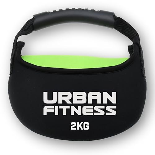 Urban Fitness Kugelhantel aus Stoff, weicher Gummigriff, bodensicheres Design, Neopren, sandgefüllte Gewichte, Stärke, Ausdauer, Heim-Fitnesstraining, 2 kg