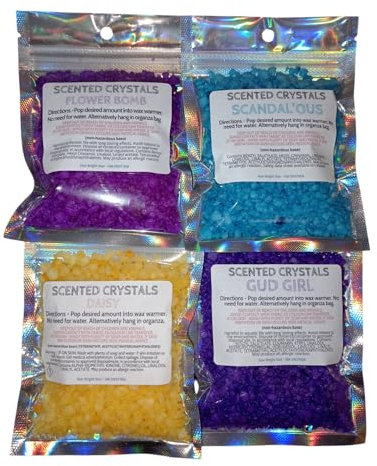 Set of 4 Scented Crystals - Perfume Scents - Large 80g - for use in Oil Burner or Wax Warmer -Less Messy Wax Melt Alternative