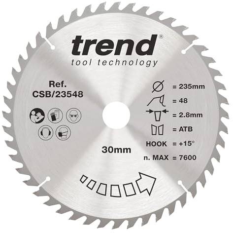 Trend Wood Circular Saw Blade, 235mm, 48T, 30mm Bore, Fine Finish, TCT