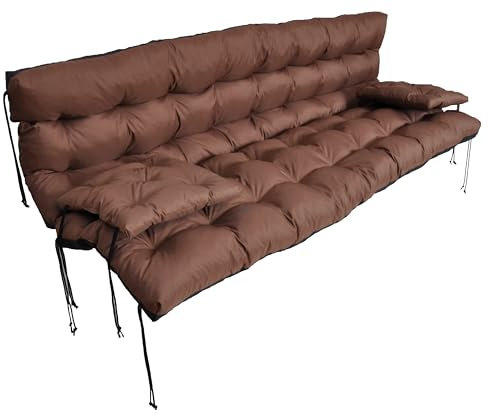 nana shop Cuscino impermeabile per altalena da giardino, cuscino per altalena, cuscino per dondolo 180 cm, cuscino da giardino, cuscino per panca (marrone)