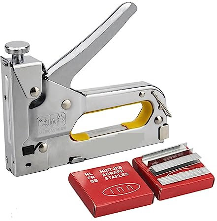 Elektrotacker, 3-Wege-Hochleistungs-Handtacker-Möbelnagelpistolenrahmen mit 600 Heftklammern for Holztürpolsterrahmen Haushaltswerkzeug für Holz, Folie, Stoff, Möbel(1pc staple gun)