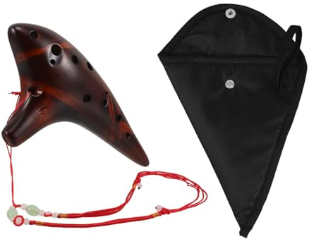 Toyvian Alt C-okarina 12-loch Keramik Querflöte in C Präzise Gestimmt mit Tonumfang für Erwachsene und Anfänger Kunstvoll Gebrannter Klangkörper mit Noten Tragriemen und Zufällige Farbe